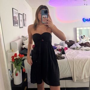 SHEIN Elegant Black Strapless Dress